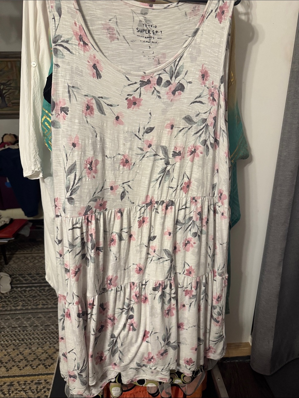 Torrid Super Soft Floral Tiered Sleeveless Dress - White with Pink Floral